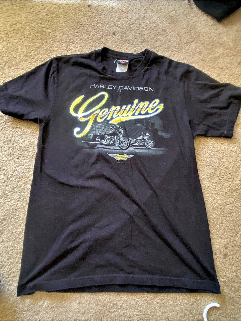 Harley-Davidson Genuine Motorcycle Graphic Tee Black & Yellow Medium